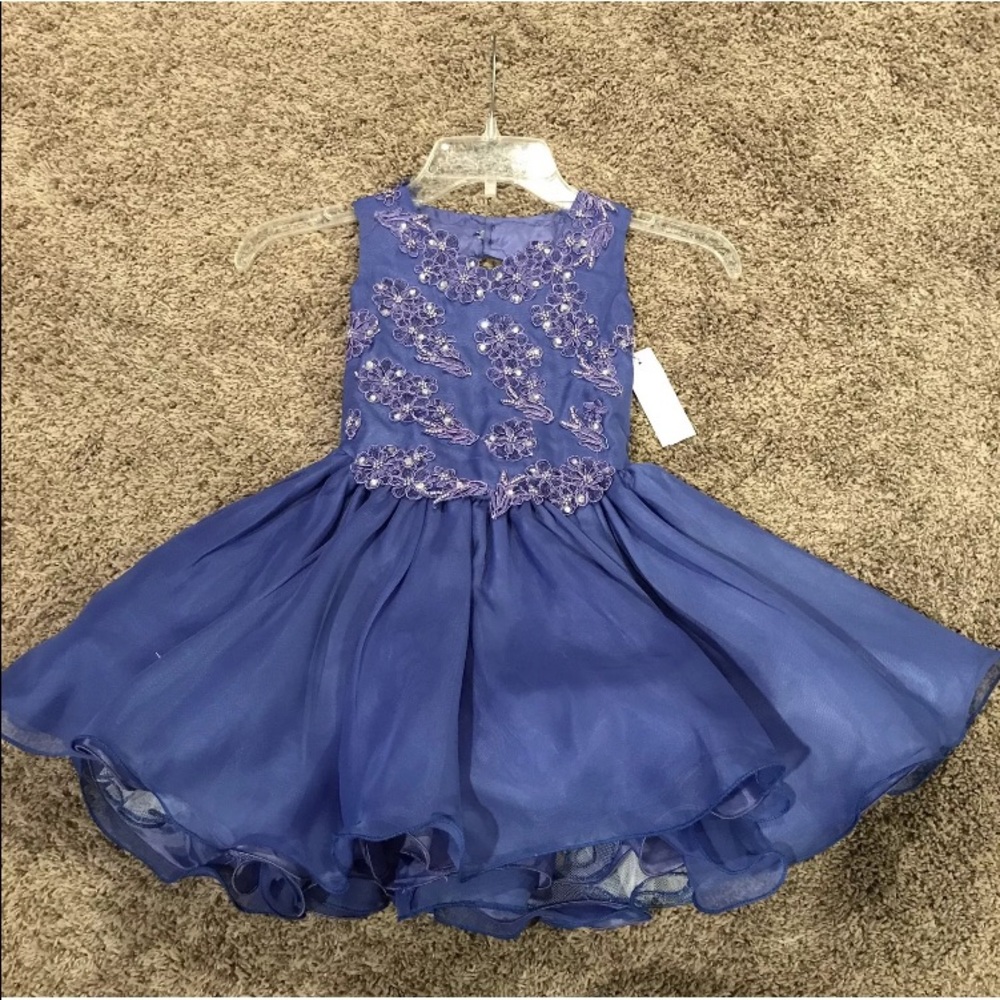 Girls Size 4 Blue Beaded Easter Pageant Special Occasion Flower girl Dress NWT - Picture 2 of 5